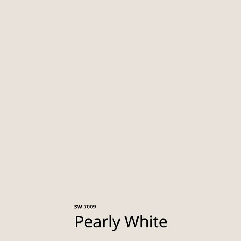 A swatch of Sherwin-Williams Pearly White paint