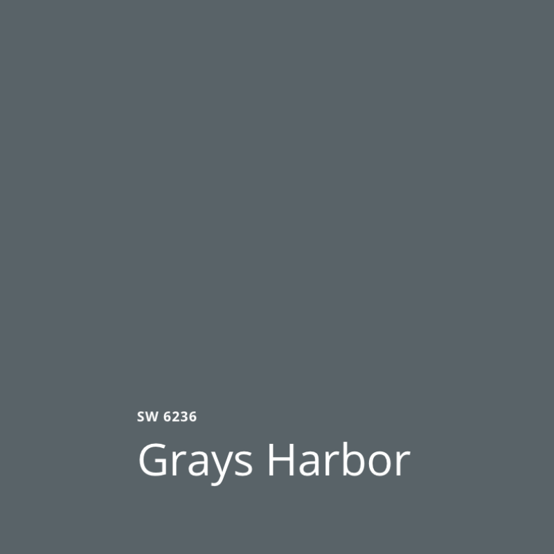 A swatch of SW Grays Harbor paint