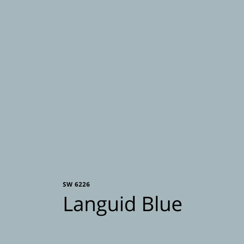 A swatch of SW Languid Blue exterior paint