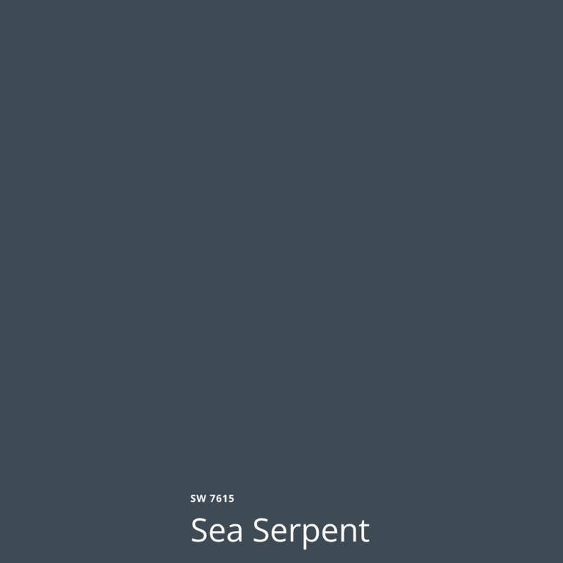 A Sherwin-Williams Sea Serpent color swatch
