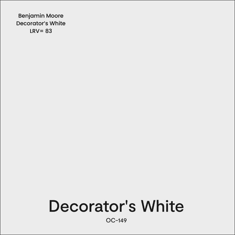 A paint color swatch of BM Decorator's White paint