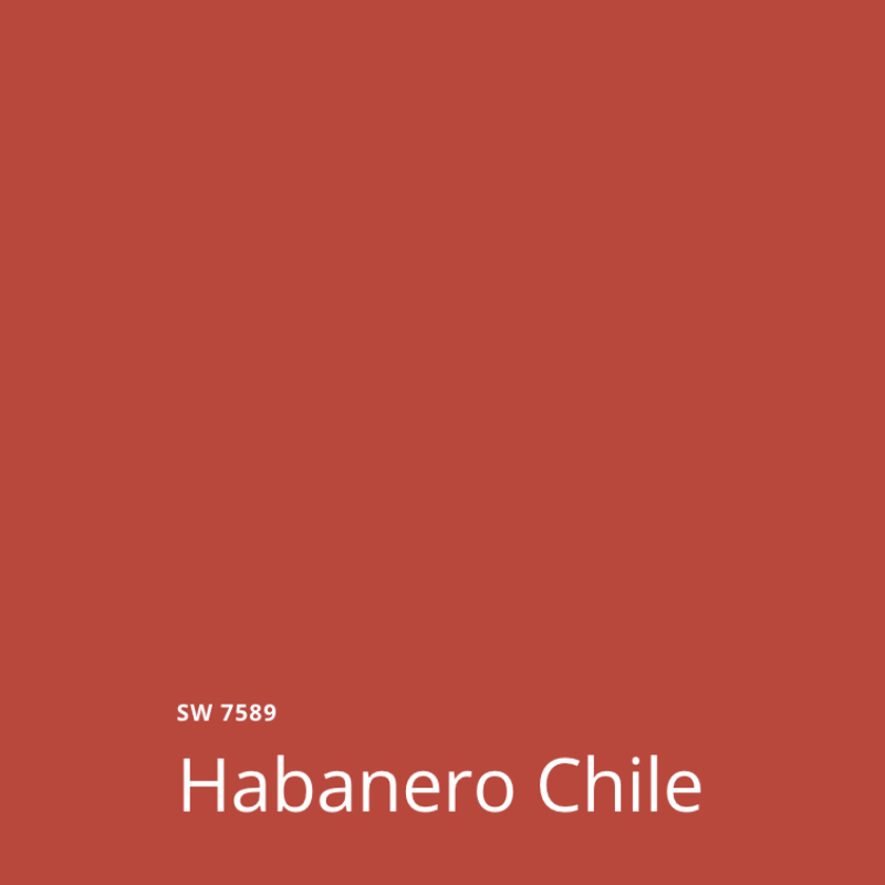 A Sherwin-Williams Habanero Chile color swatch.