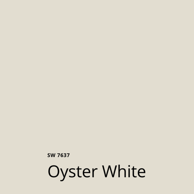 A Sherwin-Williams Oyster White color swatch