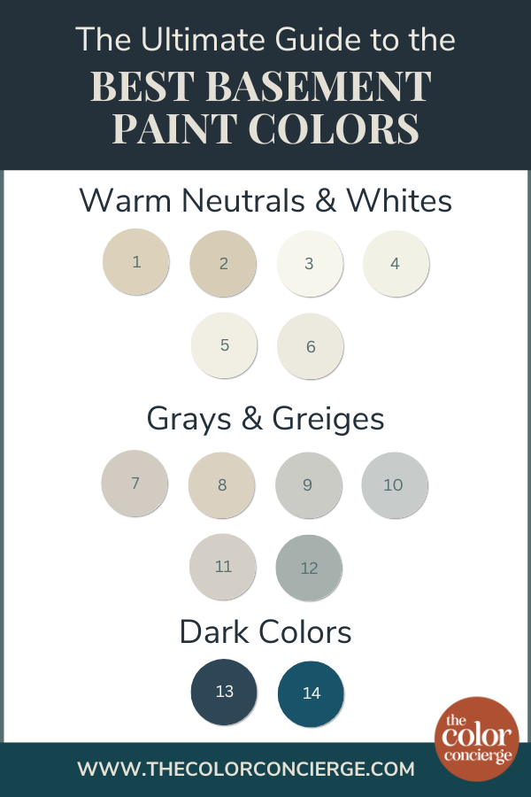 Swatches of the best basement paint colors