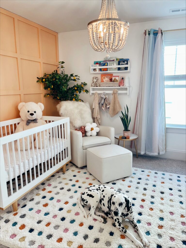 Nursery with Avid Apricot accent wal