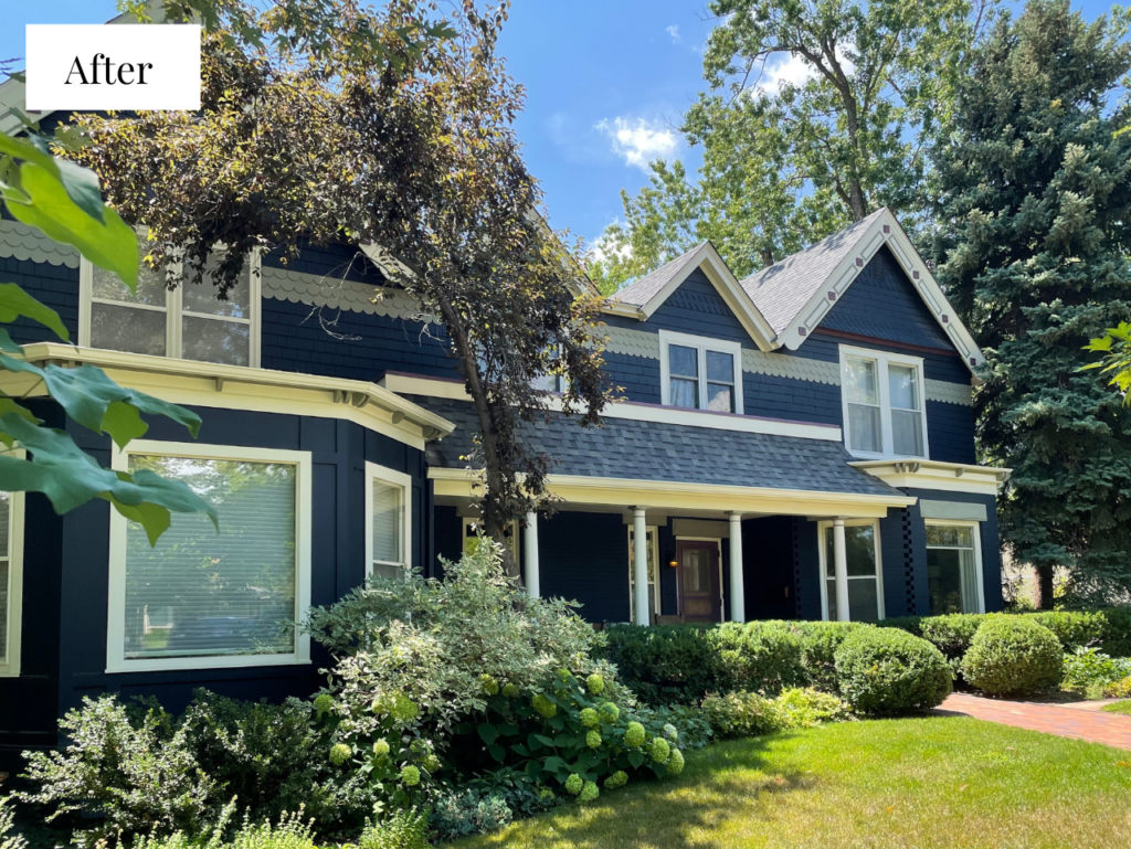 A Colorado home features a Benjamin Moore Westcott Navy exterior color palette.