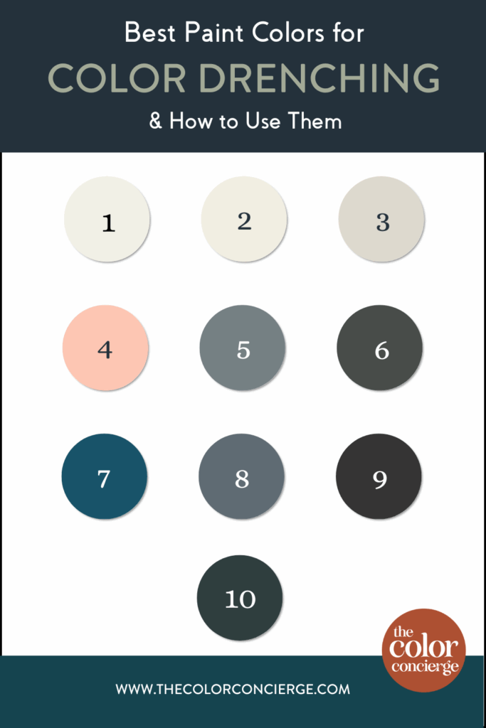 A list of paint color swatches for color drenching