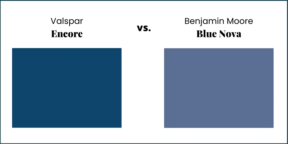 Valspar Encore 2025 Color of the Year vs BM Blue Nova, 2024 Color of the Year