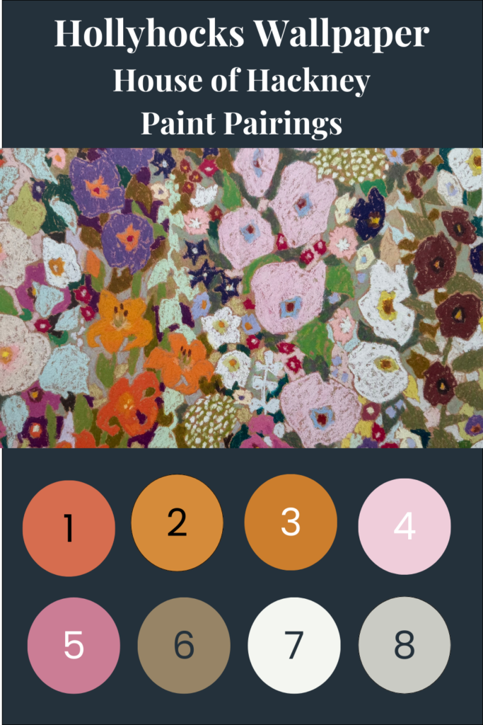 Hollyhocks wallpaper and paint pairings