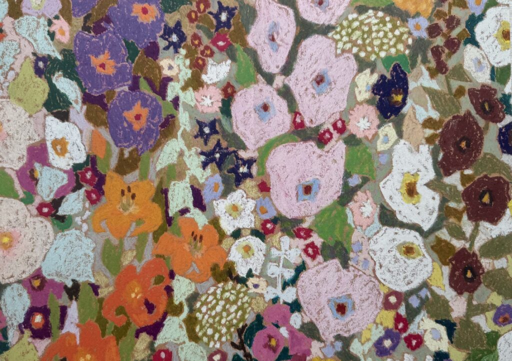 House of Hackney Hollyhocks wallpaper closeup