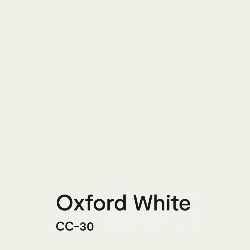 A swatch of BM Oxford White paint