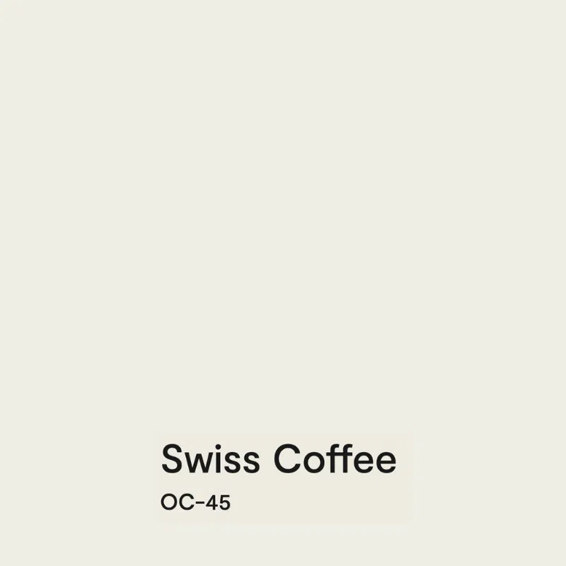 A swatch of BM Swiss Coffee paint