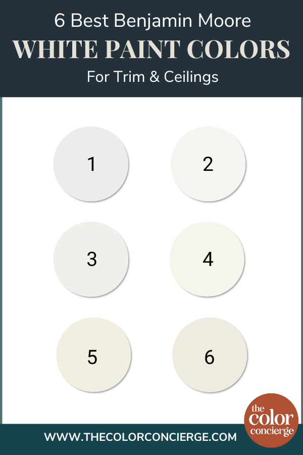 Explore our top 6 Benjamin Moore white paint colors for trim and ceiling in our guide to choosing white trim.