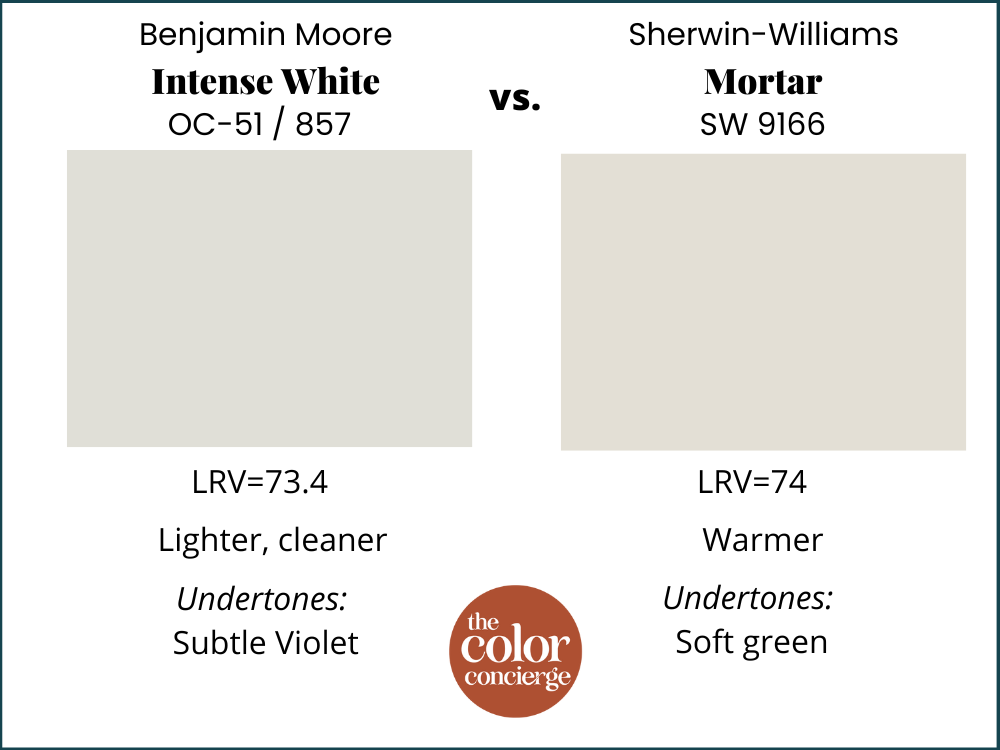 BM Intense White vs SW Mortar