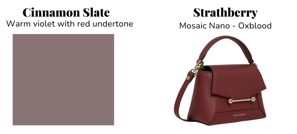 BM Cinnamon Slate vs Oxblood purse