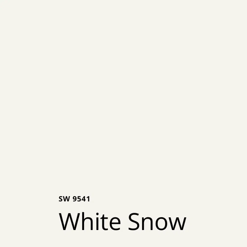 A swatch of SW White Snow paint, part of the Sherwin-Williams 2025 Color of the Year Capsule