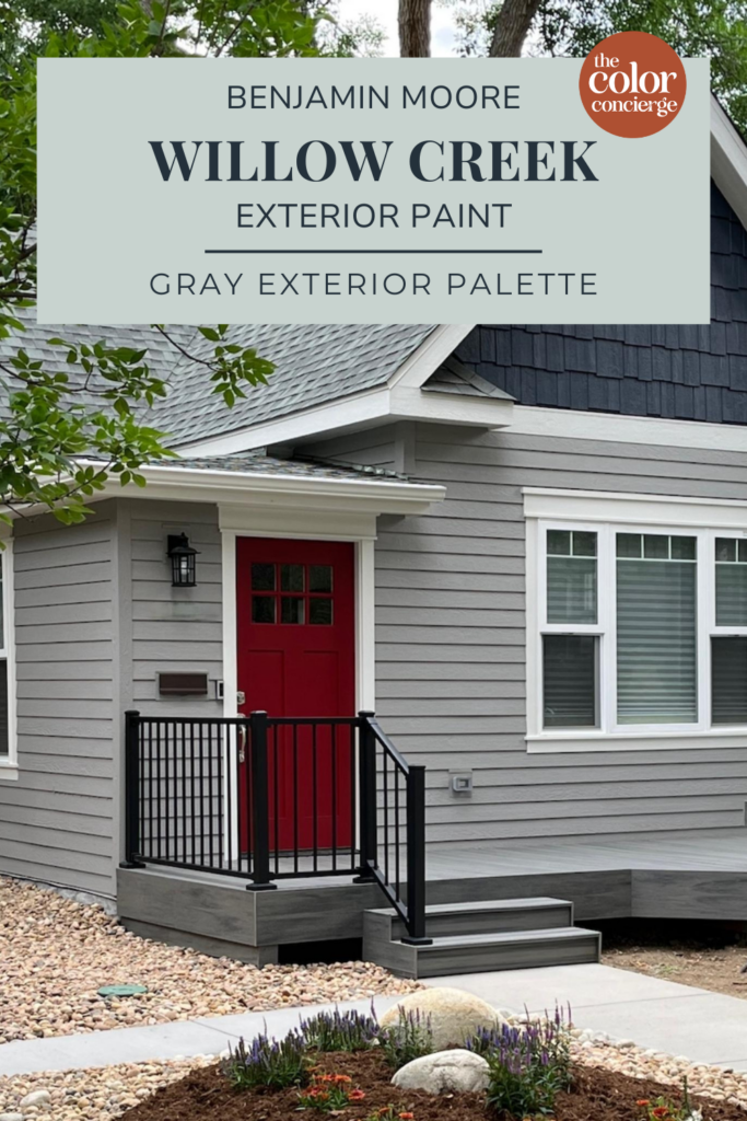 A home painted with Benjamin Moore Willow Creek exterior paint