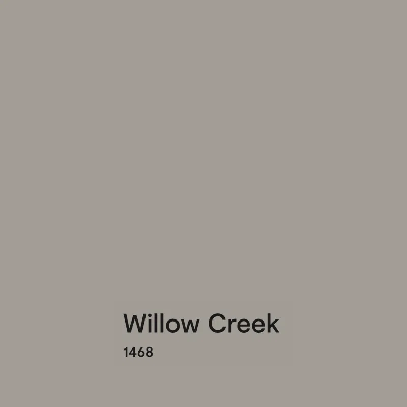 A swatch of BM Willow Creek paint, a cool violet gray paint color.