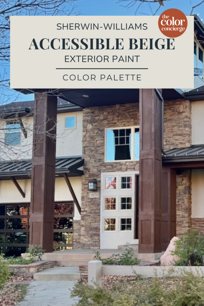 A home painted with SW Accessible Beige exterior paint