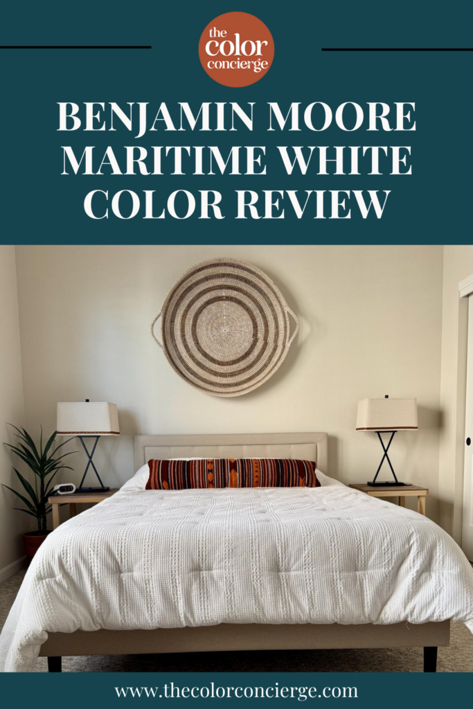 A bedroom painted with BM Maritime White paint