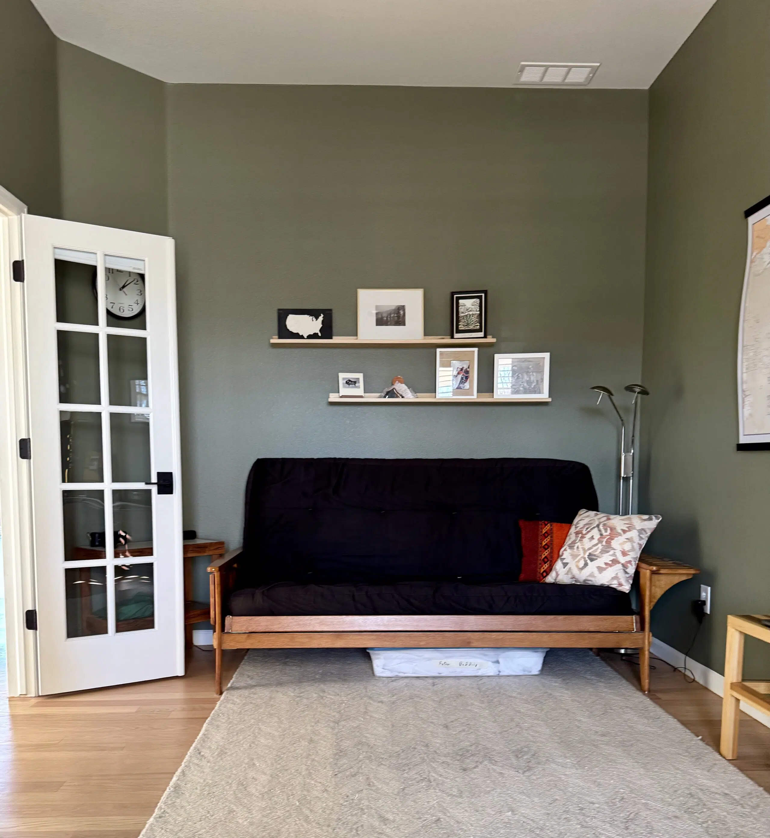 An office painted with BM Tate Olive paint.