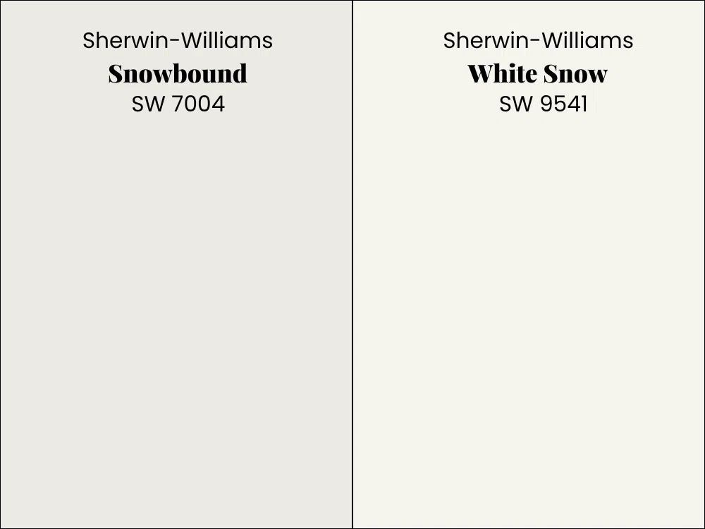 Review the difference between SW Snowbound and SW White Snow.