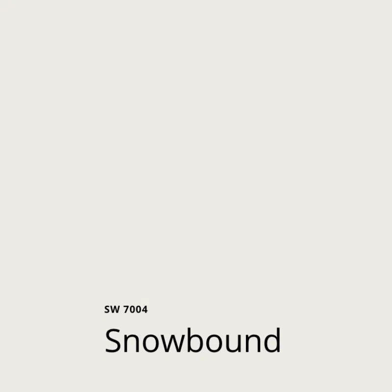 A swatch of Sherwin-Williams Snowbound paint.