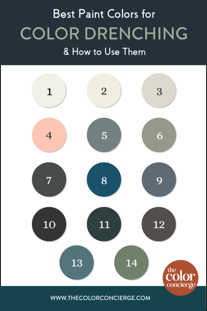 A series of swatches of the best color drenching paint colors