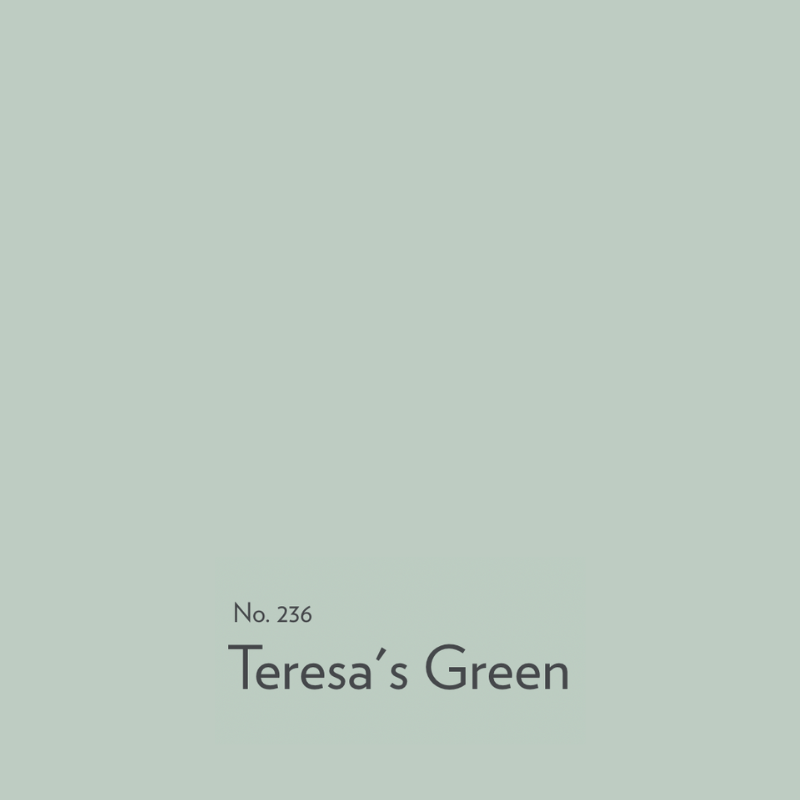 A swatch of Farrow & Ball Teresa's Green paint