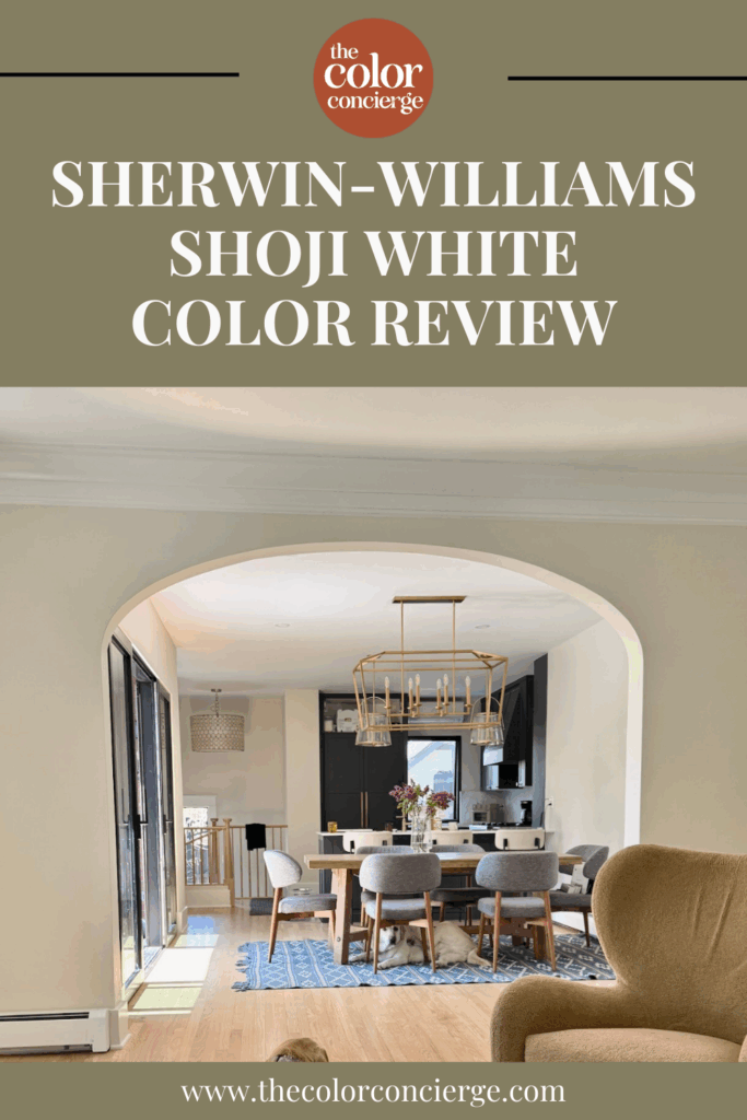 A living room painted with Sherwin-Williams Shoji White