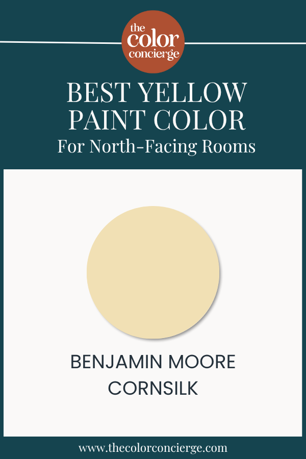 A swatch of BM Cornsilk, the best yellow paint color for North-facing rooms.