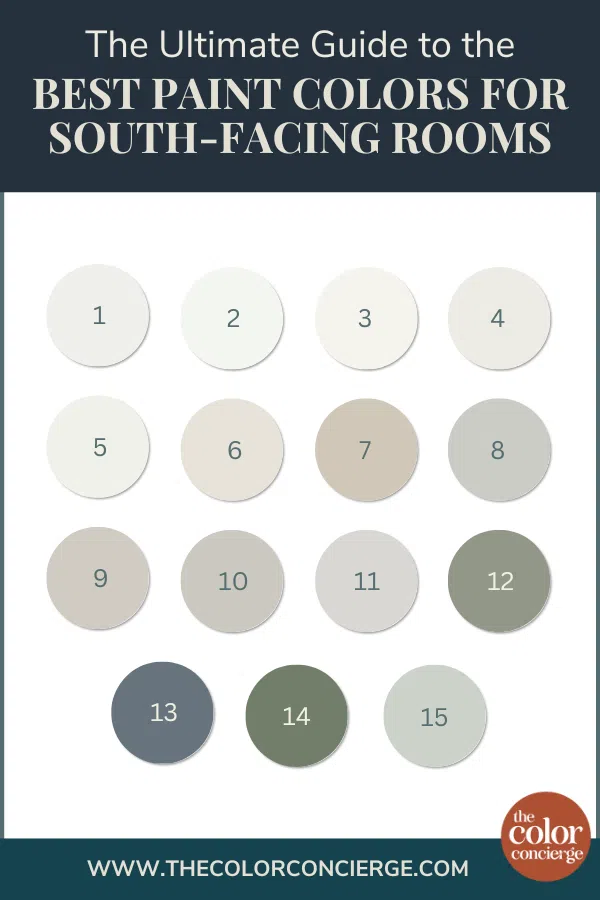 A series of paint colors for South-facing rooms.