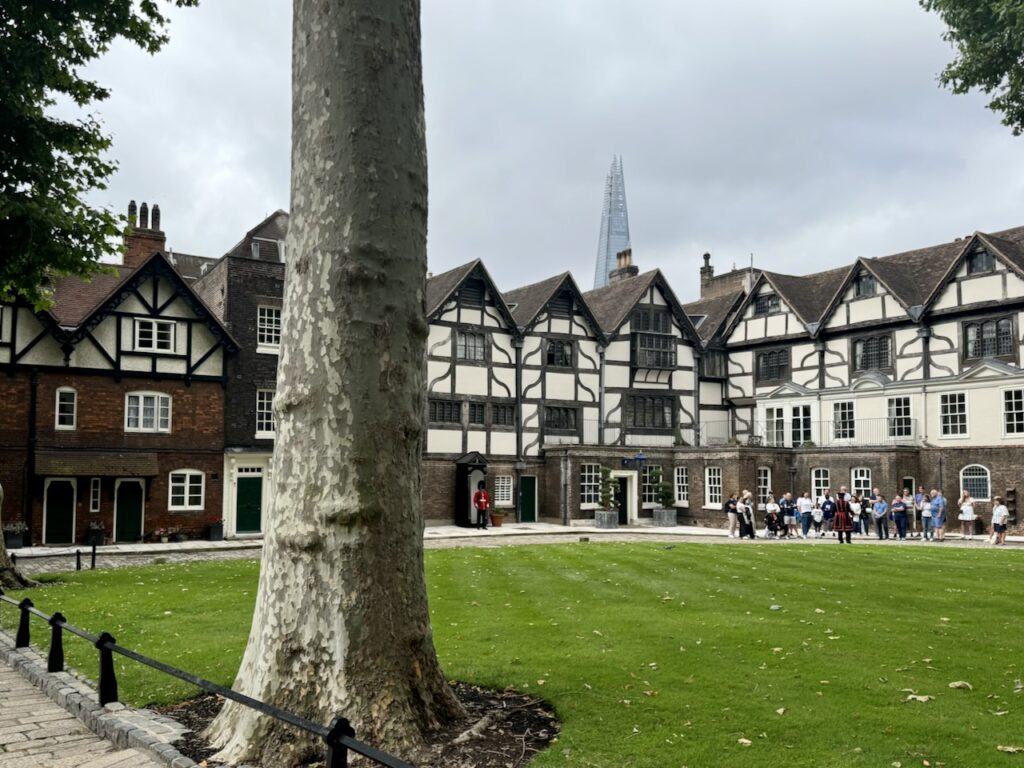 A row of Tudor-style homes at the Tower of London