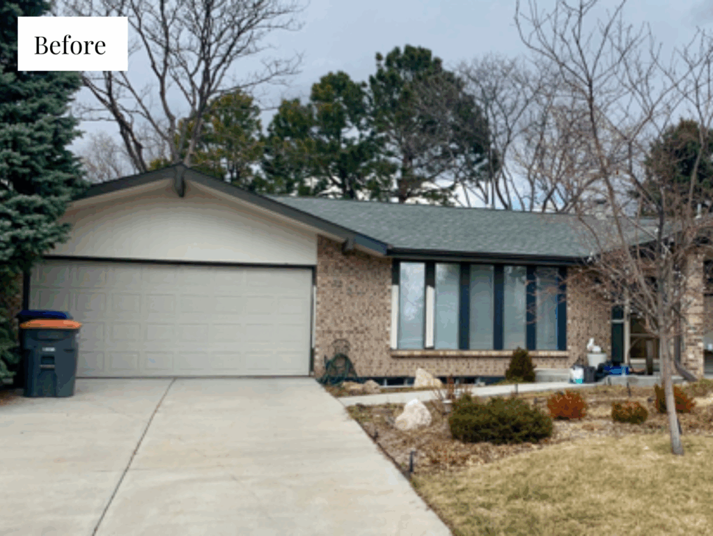 Before photo of a Denver home with brick and neutral light siding