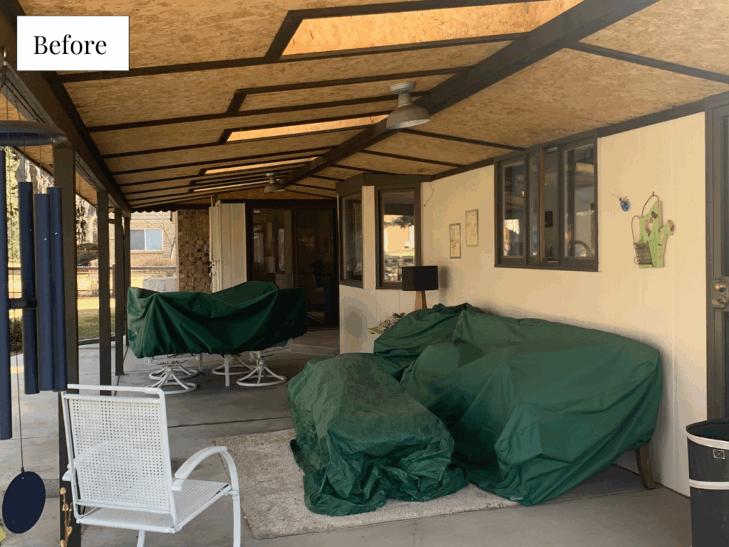 before photo of a tan exterior porch