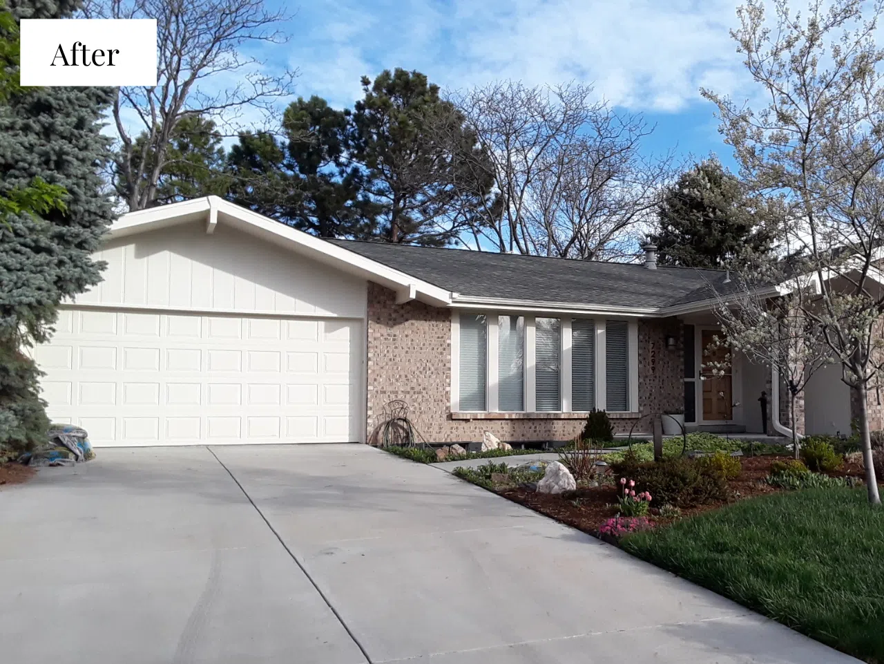 A home is painted with Sherwin-Williams Neutral Ground exterior paint.