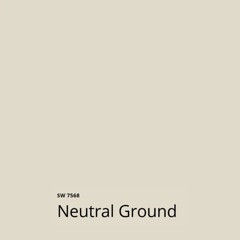 A swatch of SW Neutral Ground paint, a creamy neutral paint color.