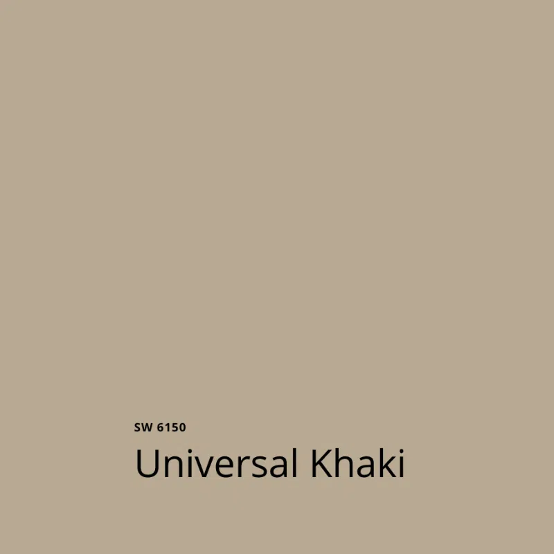 A swatch of SW Universal Khaki paint, the 2026 Color of the Year.