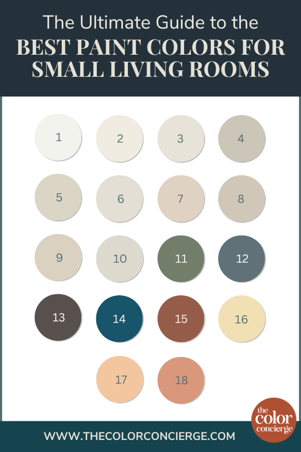 18 paint swatches of the best paint colors for small living rooms