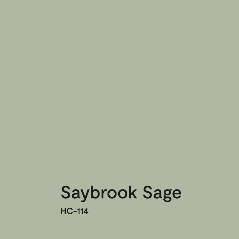 A swatch of Benjamin Moore Saybrook Sage, one of the best sage green paint colors.
