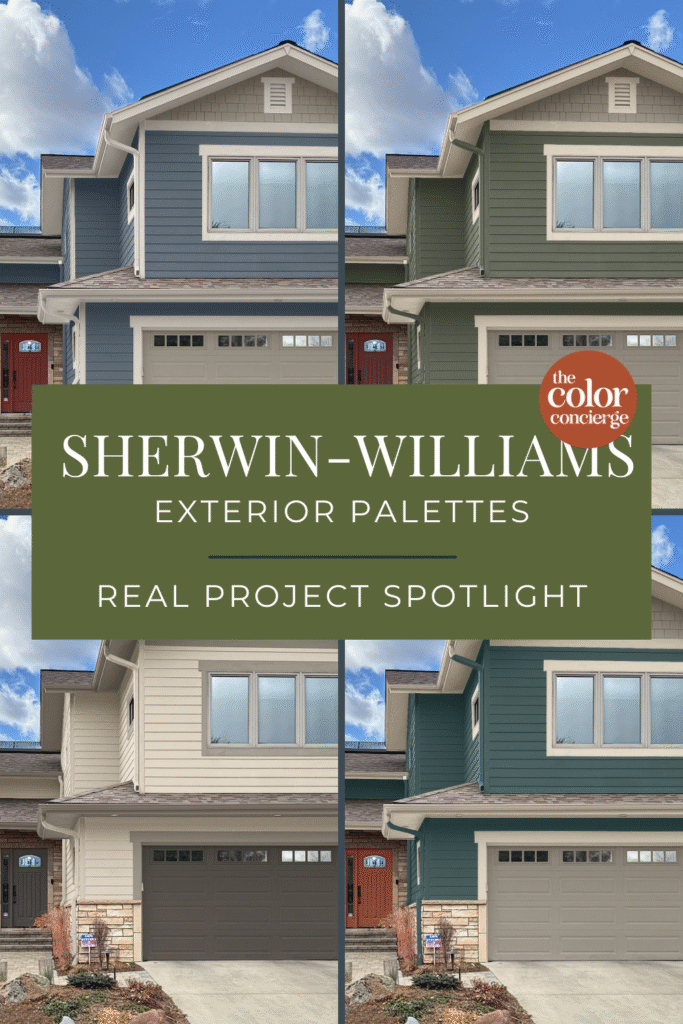 A view of four Sherwin-Williams exterior paint color palettes.