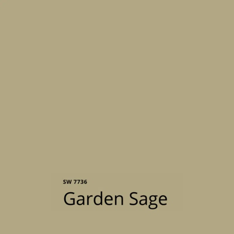 A swatch of Sherwin-Williams Garden Sage paint, one of the best sage green paint colors