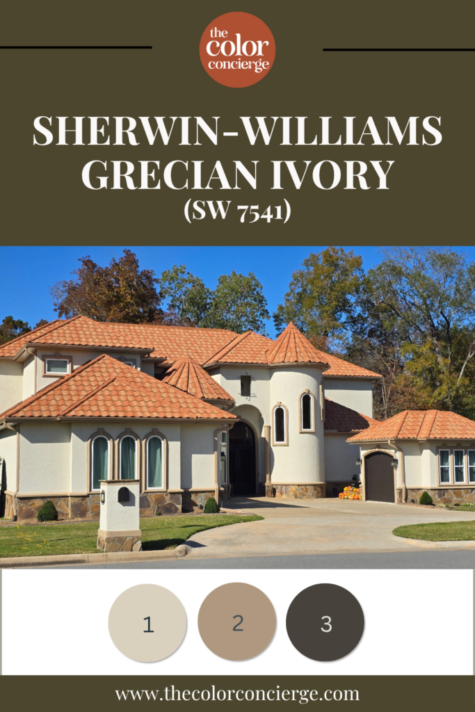 A SW Grecian Ivory exterior paint color palette