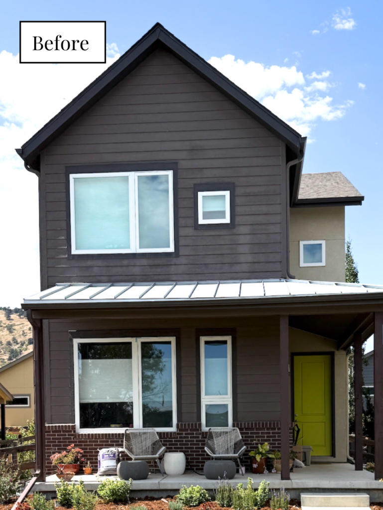 Before photo of a Colarado home with dark exterior color paint