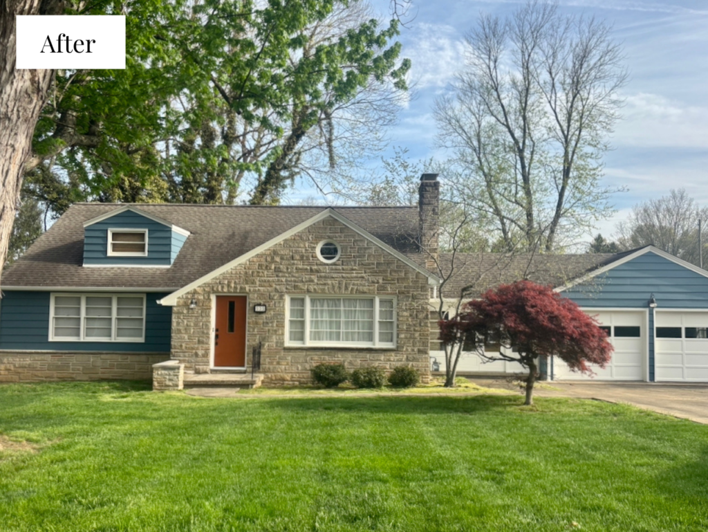 A home features a Sherwin-Williams Waterloo exterior paint color palette.