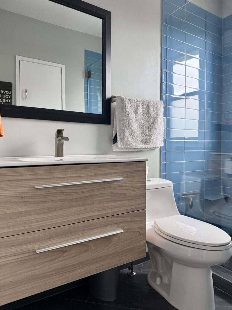 BM Silver Marlin bathroom in a Pale Oak color scheme
