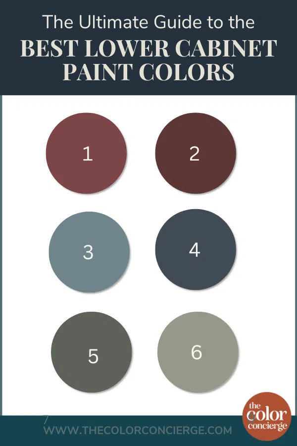 Swatches of paint colors for lower cabinets