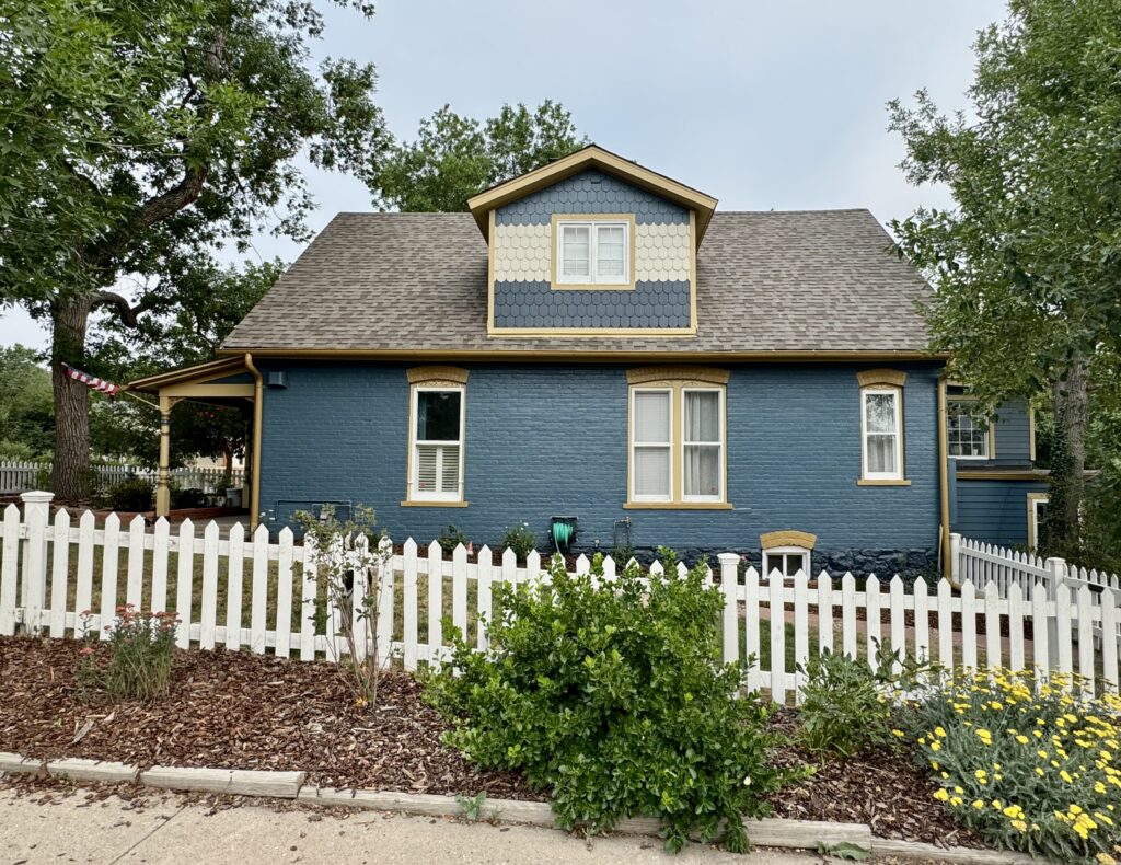 Explore this blue and yellow Victorian exterior palette for a historic home in Denver, CO. Want your own Victorian color scheme? Send me youn