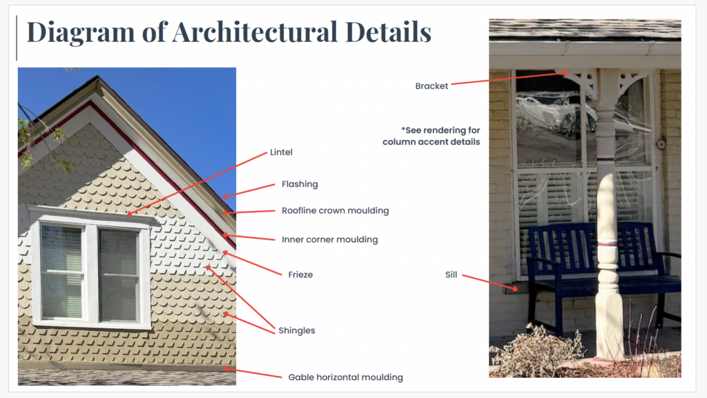 Photoshop rendering of Victorian exterior architectural elements