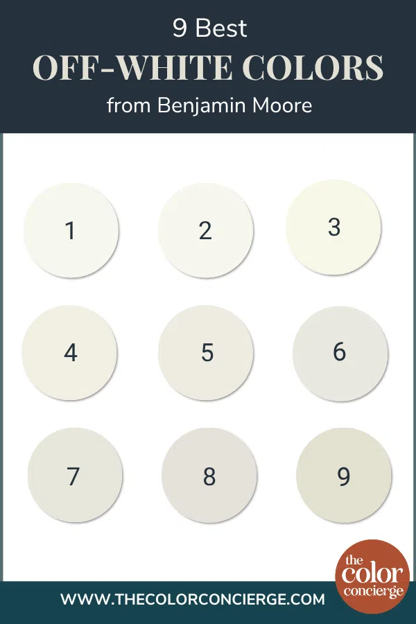 Benjamin Moore off-white paint color swatches